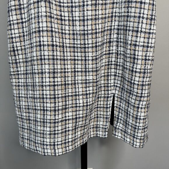 Abercrombie and Fitch Navy & White Tweed Split Mini Dress Size Small Preppy - Picture 2 of 6